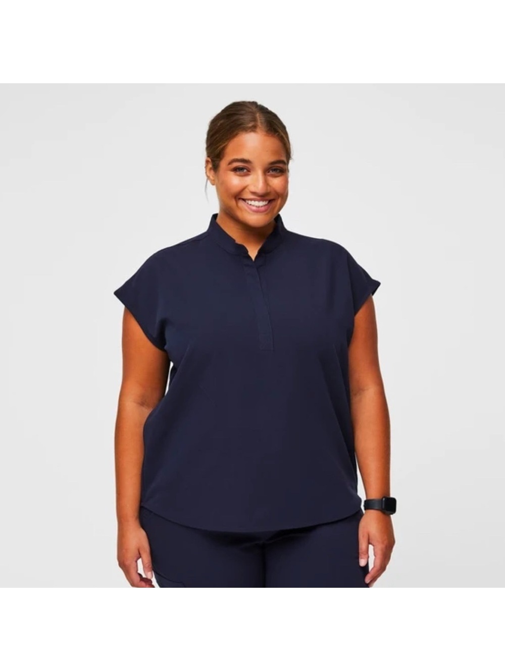FIGS Rafaela Oversized Scrub Top Navy Blue XXL V-Neck Medical Uniform